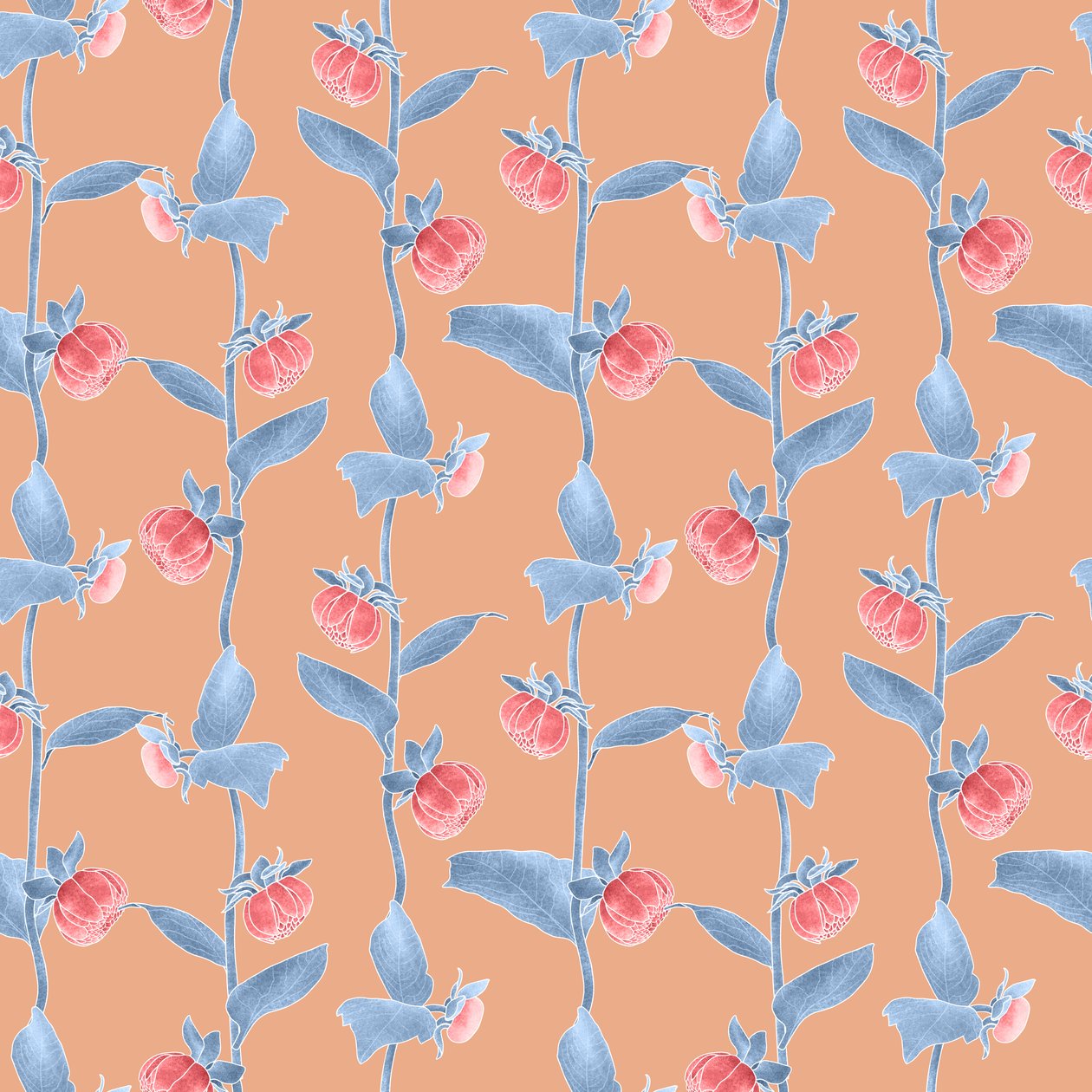 Dalias coordinadas patrón colorway 2, 2020 (lápiz de grafito y digital) de Stacy Hsu