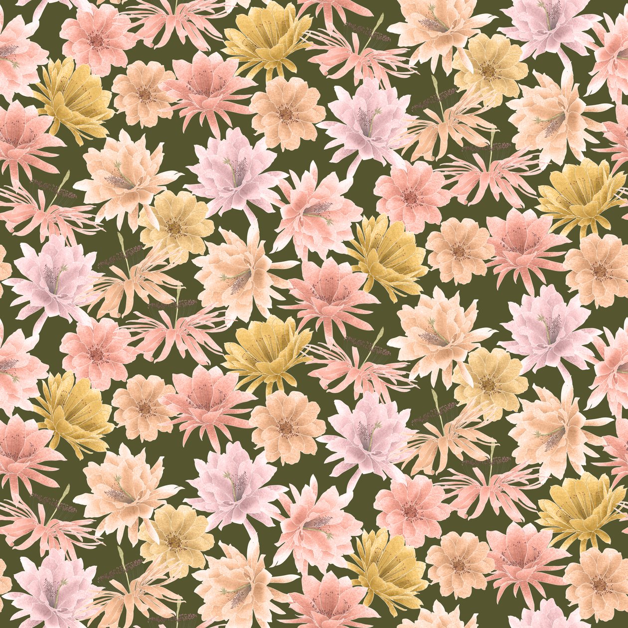 Mojave Desert Blooms pattern, 2021 (lápiz de grafito y digital) de Stacy Hsu