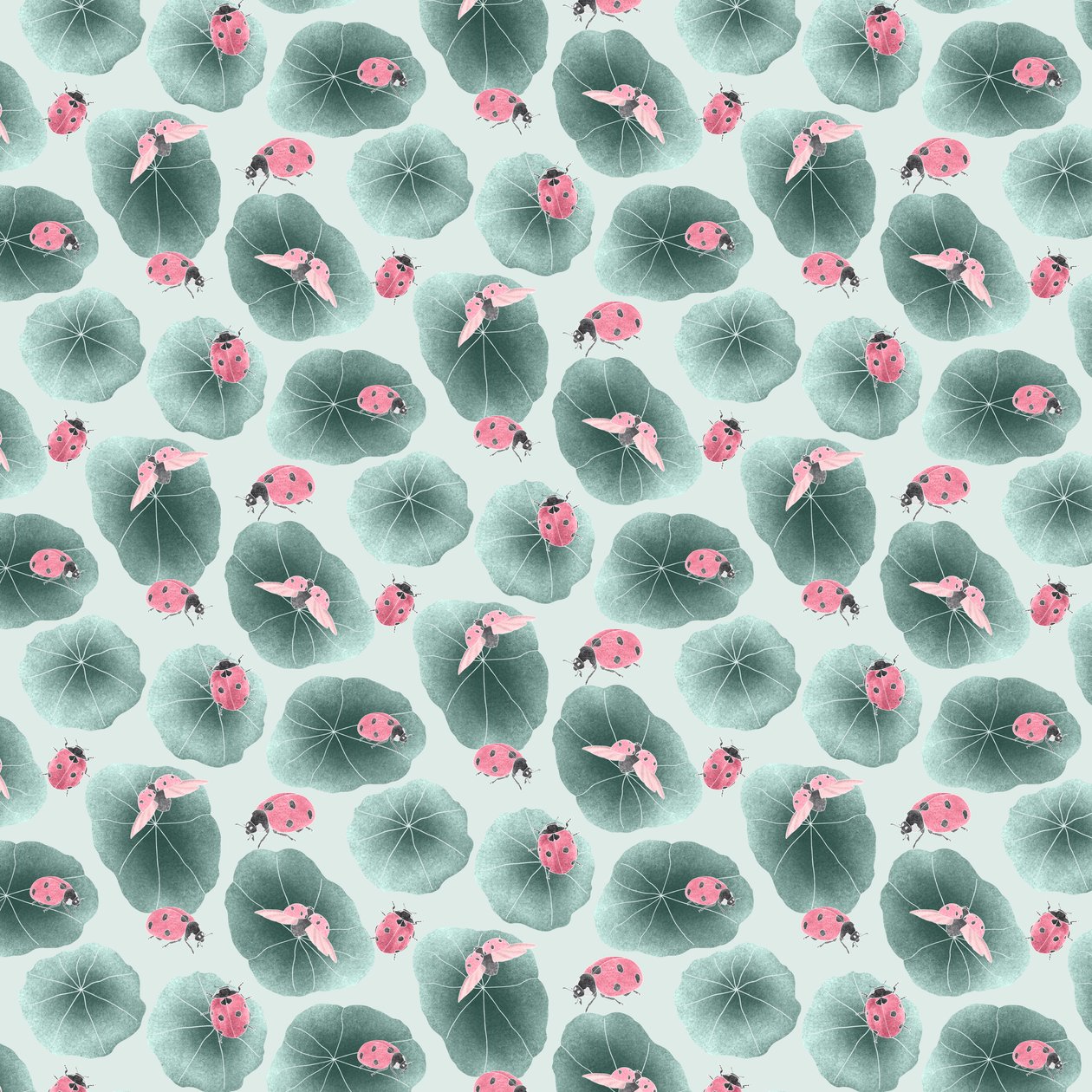 Nasturtium coordinate pattern colorway 1, 2020 (lápiz de grafito y digital) de Stacy Hsu