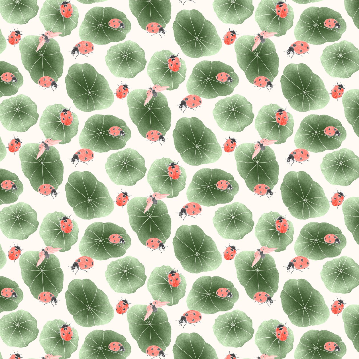 Nasturtium coordinate pattern colorway 2, 2020 (lápiz de grafito y digital) de Stacy Hsu