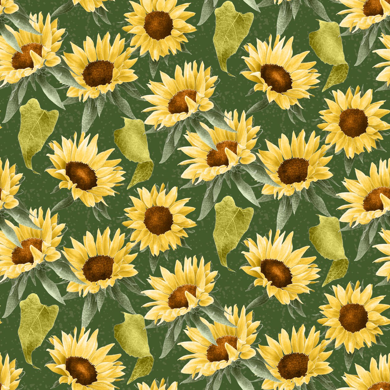 Patrón de girasoles, 2020 (lápiz de grafito y digital) de Stacy Hsu