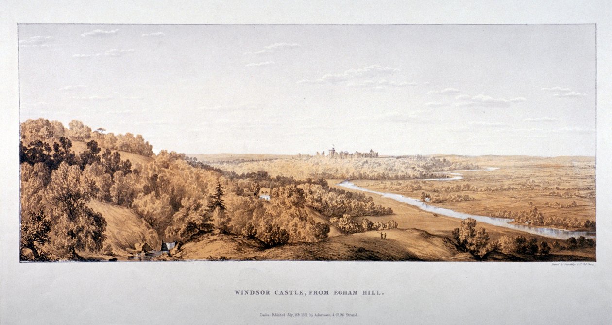 Vista del Castillo de Windsor desde Egham Hill, Berkshire, 1851 de Standidge and Co
