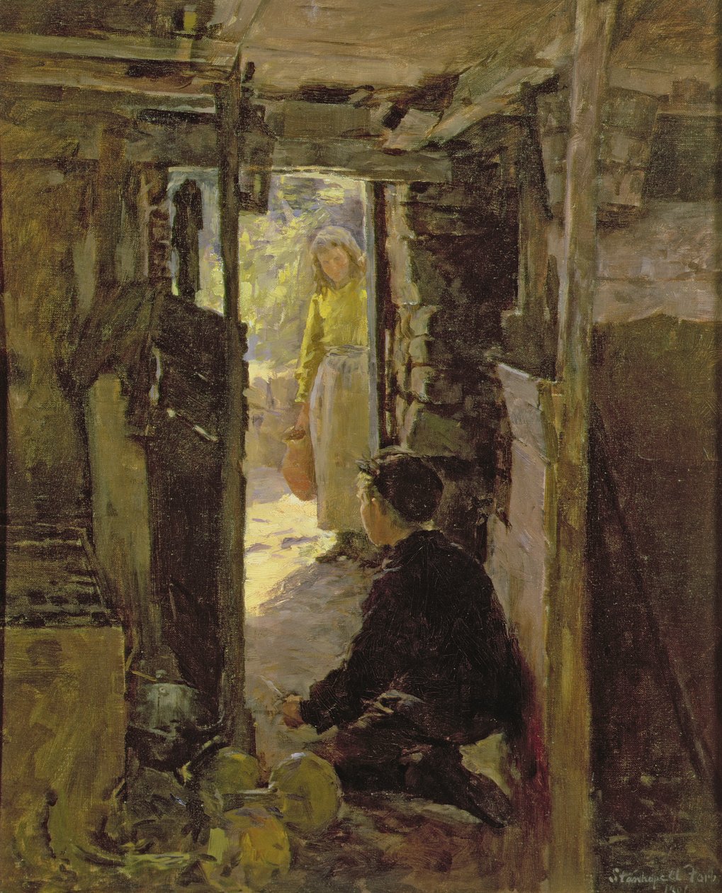 En la puerta de la cabaña de Stanhope Alexander Forbes