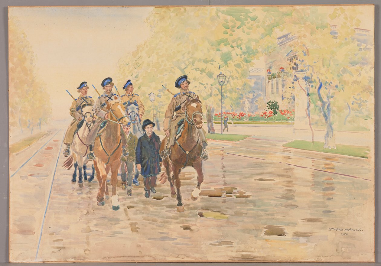 Patrulla de caballería en Aleje Ujazdowskie en 1905, Stanisław Masłowski de Stanisław Masłowski