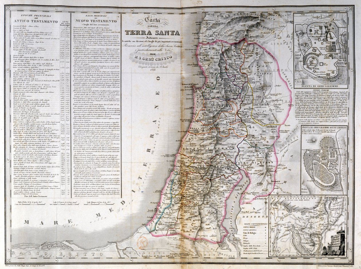 Mapa de Palestina que muestra los límites de cada tribu. de Stanislao Stucchi