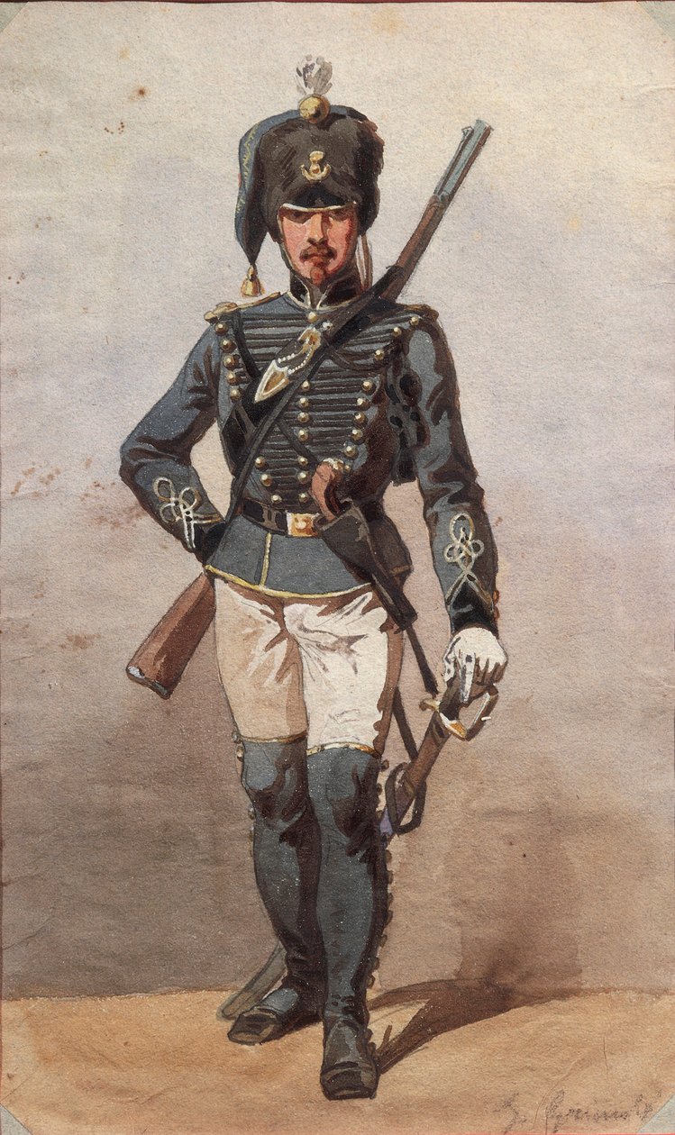 Estudio de uniformes, Dibujo por Stanislao Grimaldi del Poggetto de Stanislas Grimaldi del Poggetto