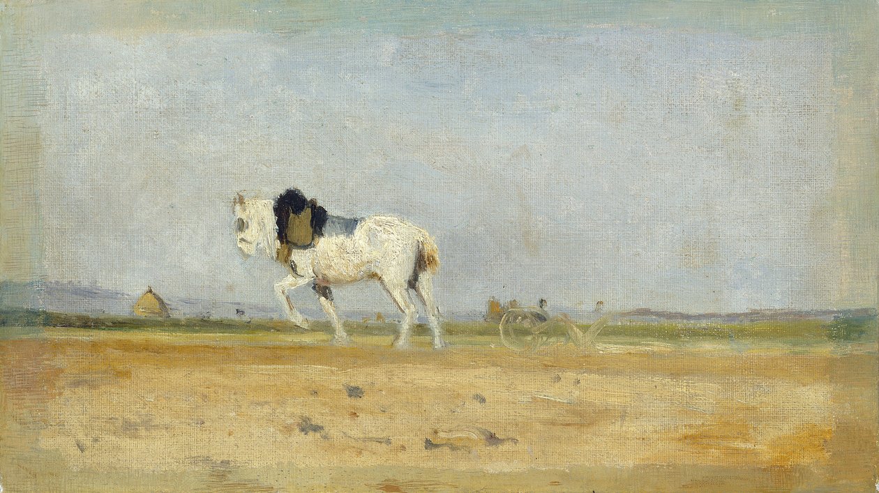 Caballo de arado en un campo, 1870-1874 de Stanislas Lepine