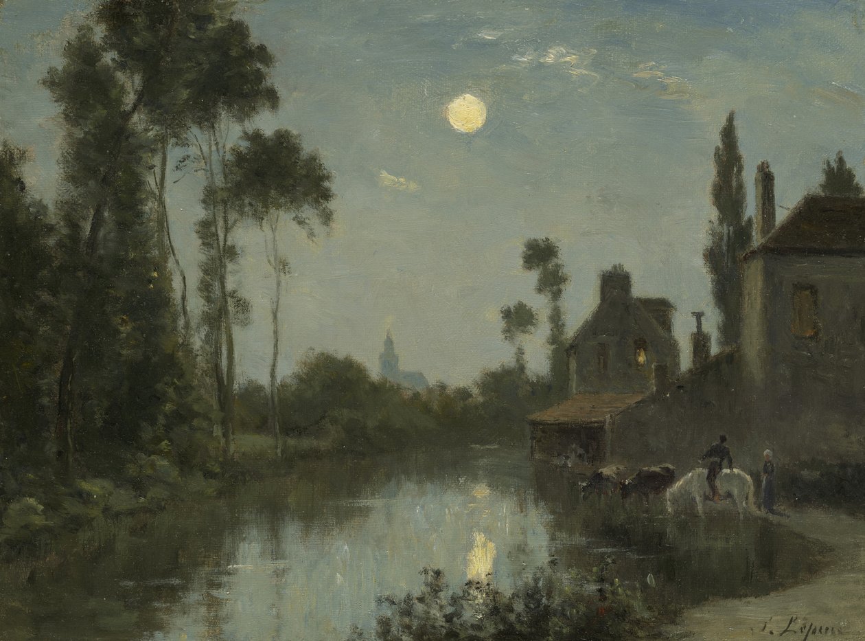 Río a la luz de la luna de Stanislas Victor Edouard Lepine