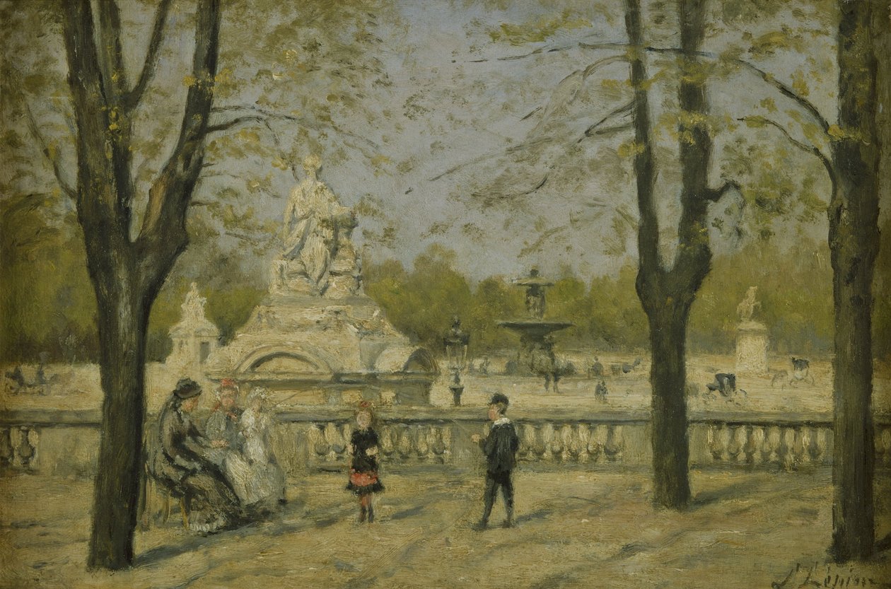 Plaza de la Concordia, vista desde la terraza de las Tullerías, hacia 1880 (óleo sobre madera) de Stanislas Victor Edouard Lepine