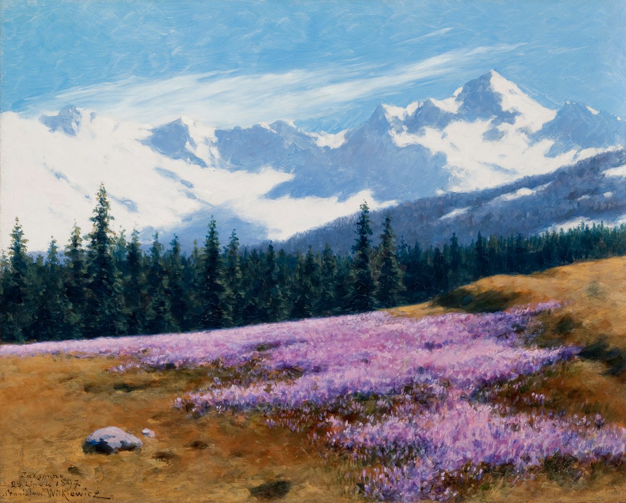 Azafranes con montañas nevadas detrás de Stanislaw Ignacy Witkiewicz