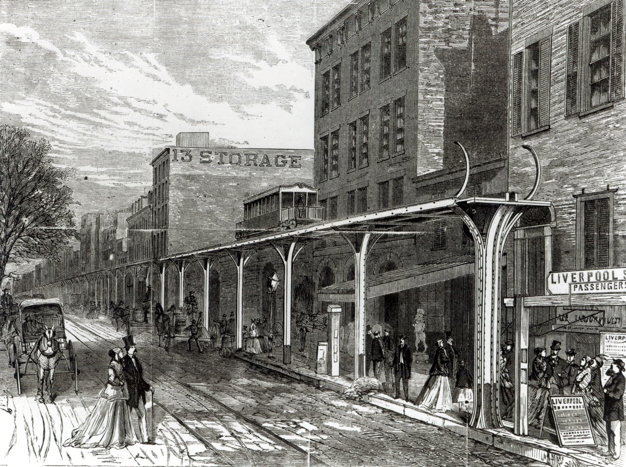 Ferrocarril elevado en Greenwich Street, Nueva York de Stanley Fox