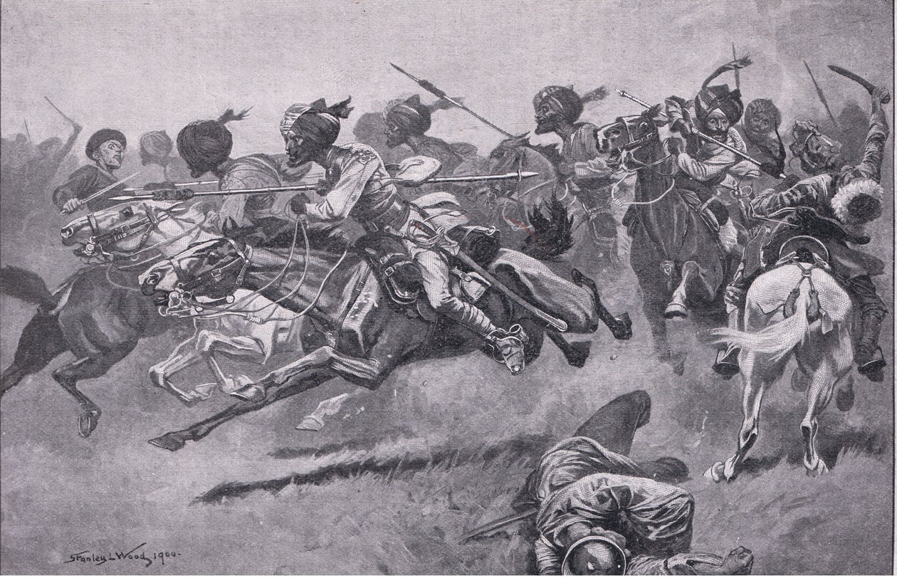 En la expedición a Pao-Ting-Fu: una carga de los lanceros bengalíes de Stanley L. Wood