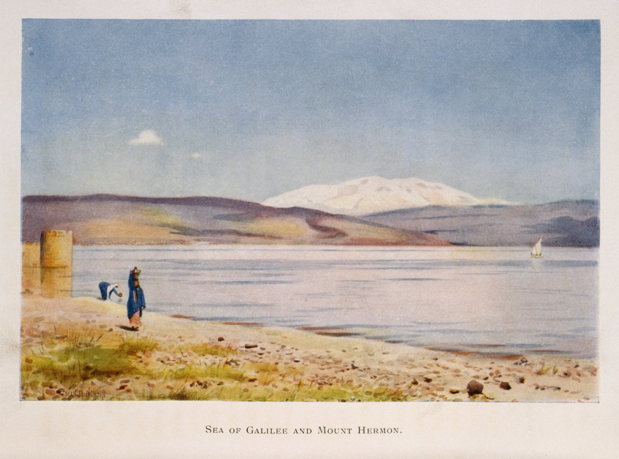 Mar de Galilea hacia el Monte Hermón (en Siria), Palestina 1906 de Stanley Inchbold