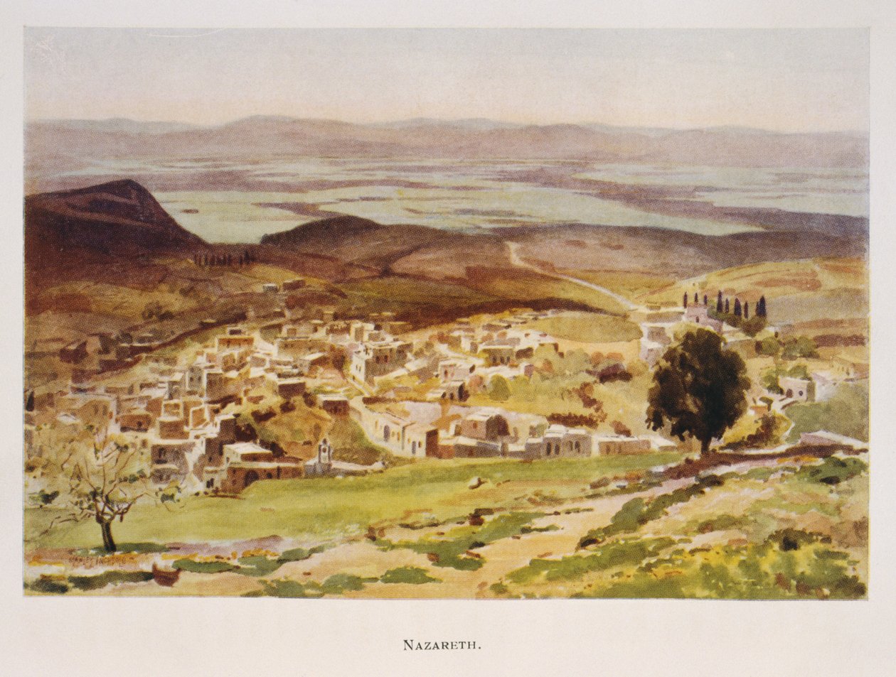 Acuarela de Stanley Inchbold, que representa Nazaret en Palestina 1906 de Stanley Inchbold