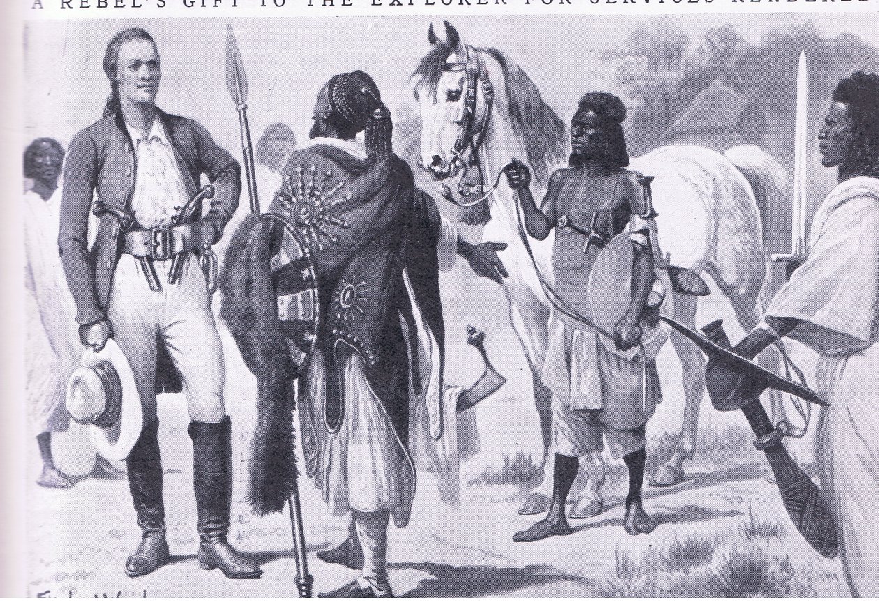 Un regalo rebelde al explorador por servicios prestados (ilustración de Cassells Romance of Famous Lives, c.1940) de Stanley L. Wood