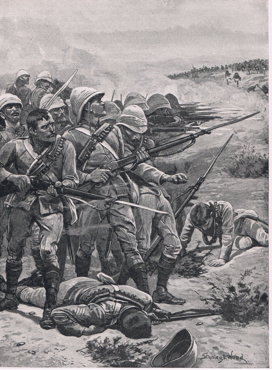El cuadrado en Abu-Kru, 19 de enero de 1885, ilustración de British Battles on Land and Sea, 1915 de Stanley L. Wood