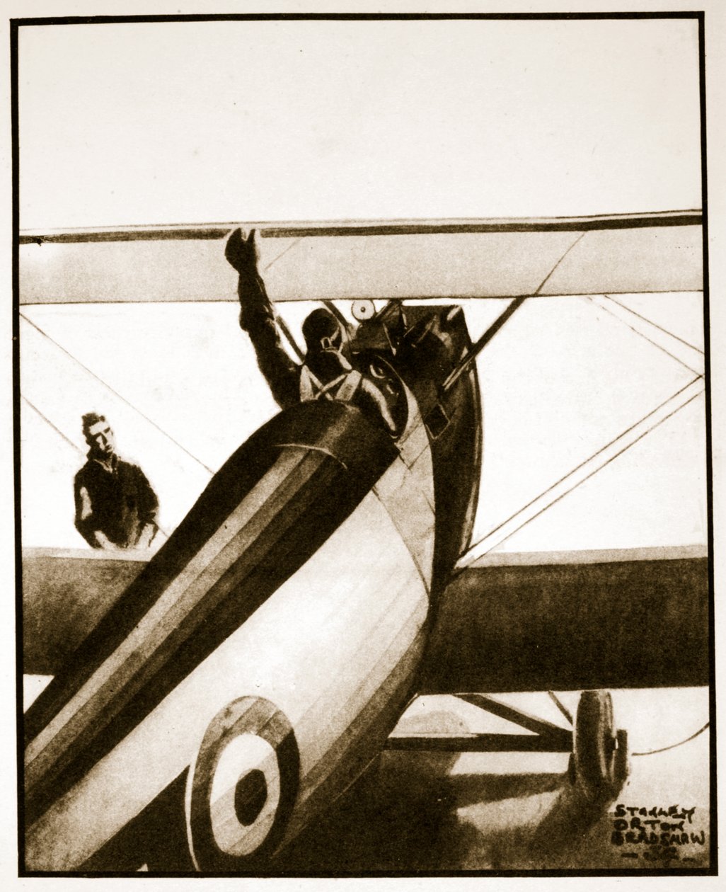 Chocks away, ilustración de "Flying Memories" de John Hamilton de Stanley Orton Bradshaw