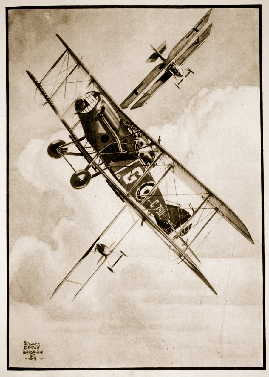 El Bristol Fighter, ilustración de "Flying Memories" de John Hamilton de Stanley Orton Bradshaw