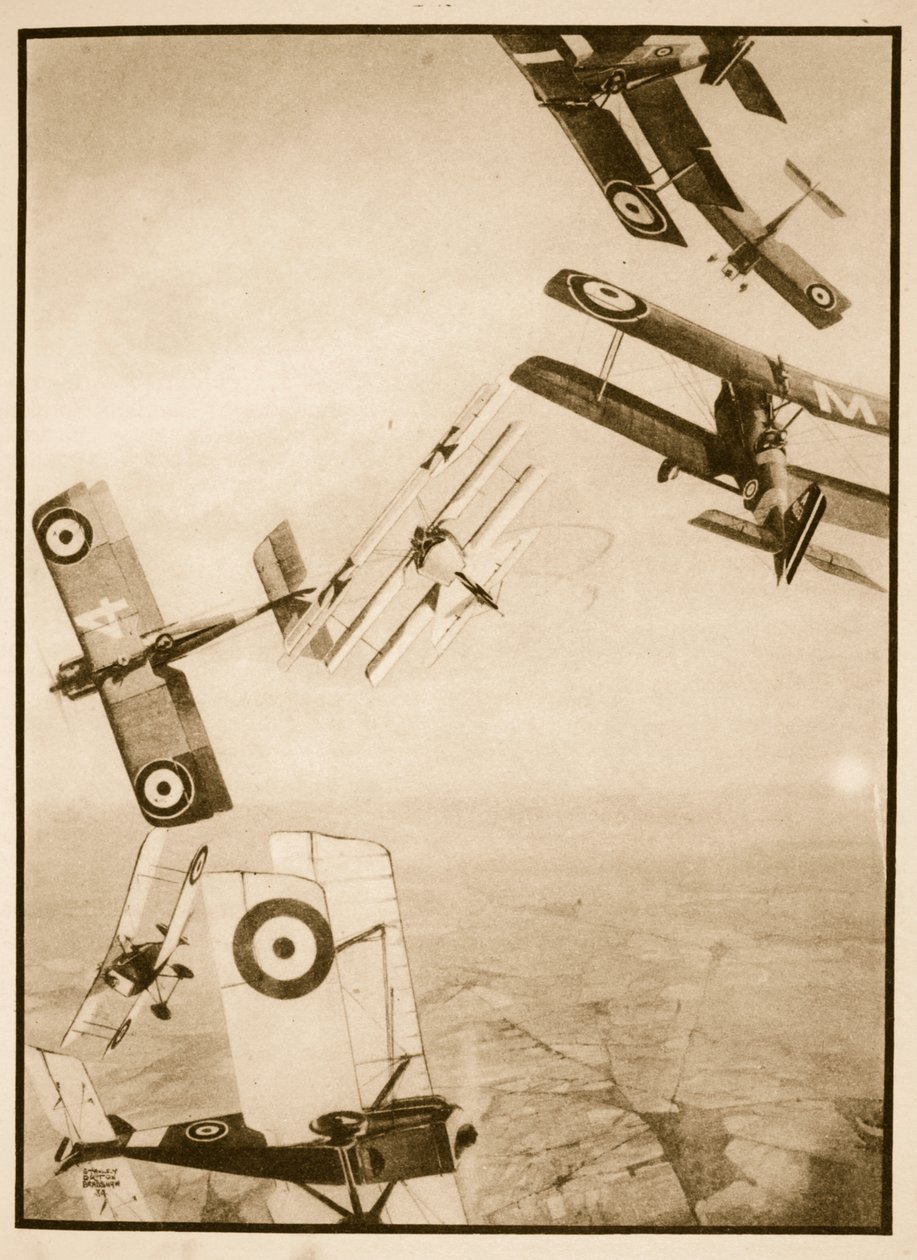 La muerte de Werner Voss, ilustración de "Flying Memories" de John Hamilton de Stanley Orton Bradshaw