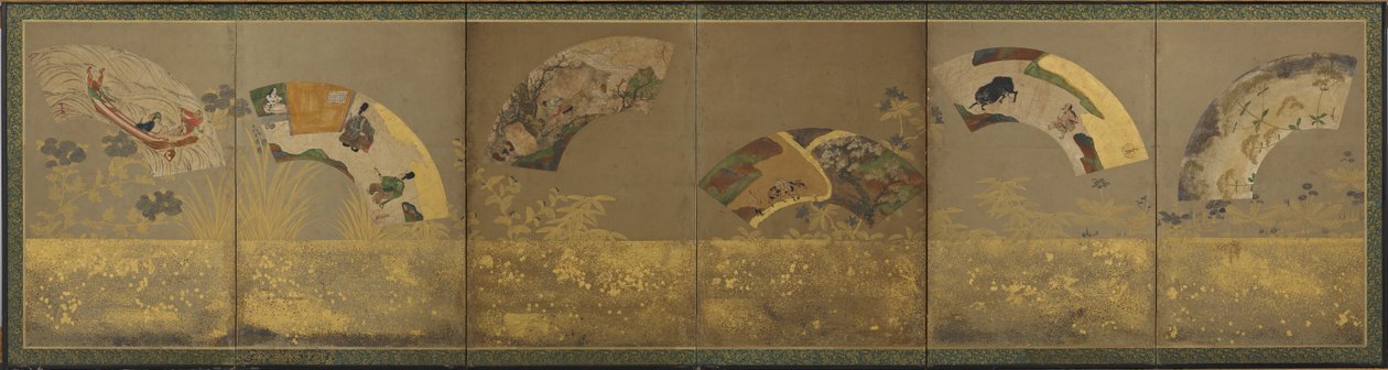 Seis papeles de abanico: temas diversos, período Momoyama o Edo de Sôtatsu
