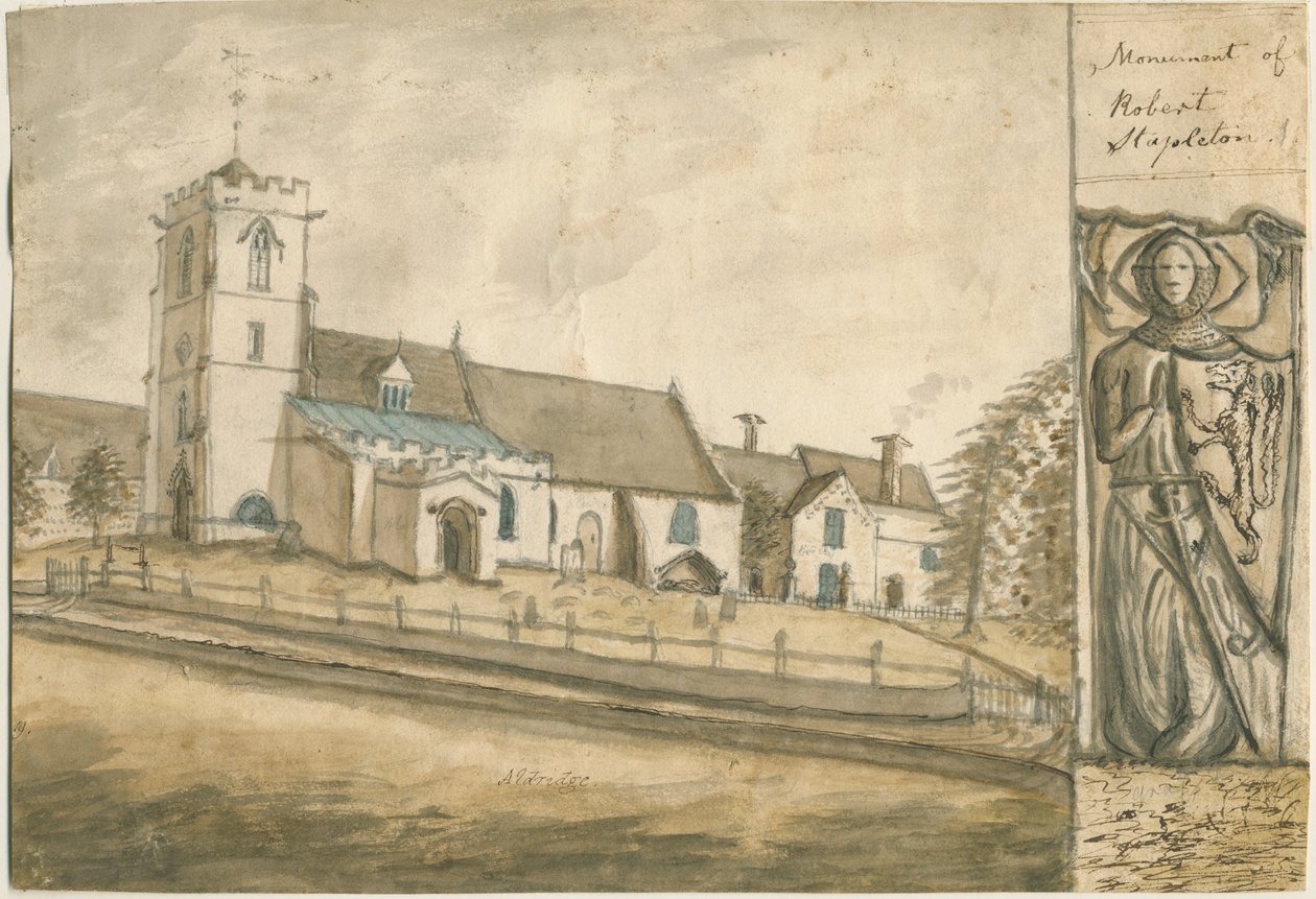Iglesia de Aldridge: pintura en acuarela, nd [1762-1802] de Stebbing Shaw