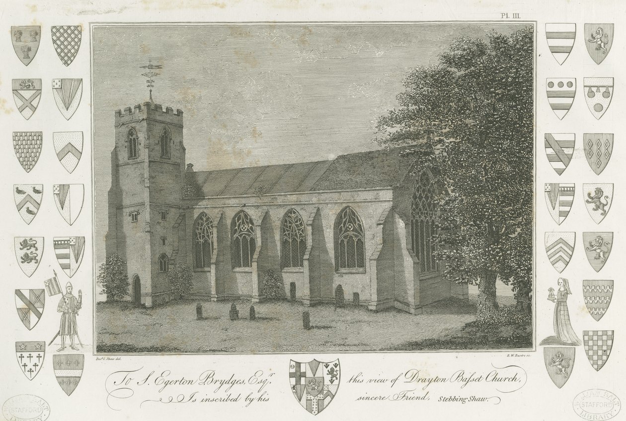 Iglesia de Drayton Bassett: grabado de Stebbing Shaw