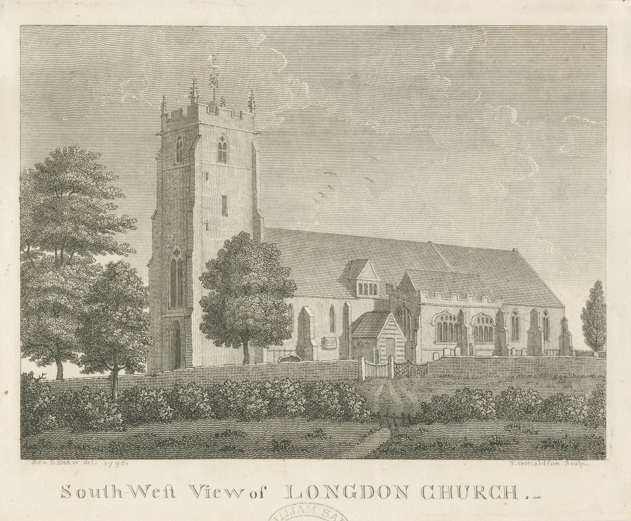 Iglesia de Longdon: grabado de Stebbing Shaw