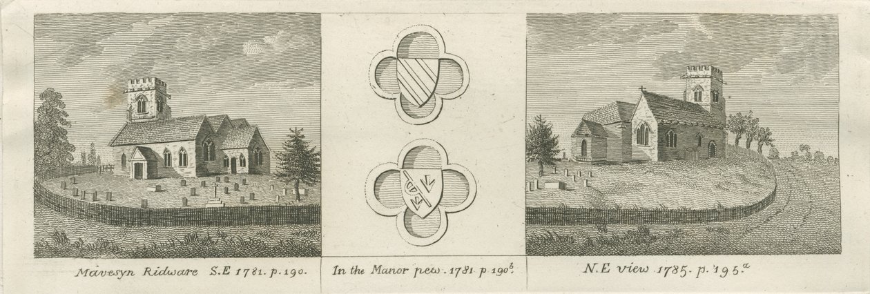 Iglesia de Mavesyn Ridware: grabado, 1781 de Stebbing Shaw