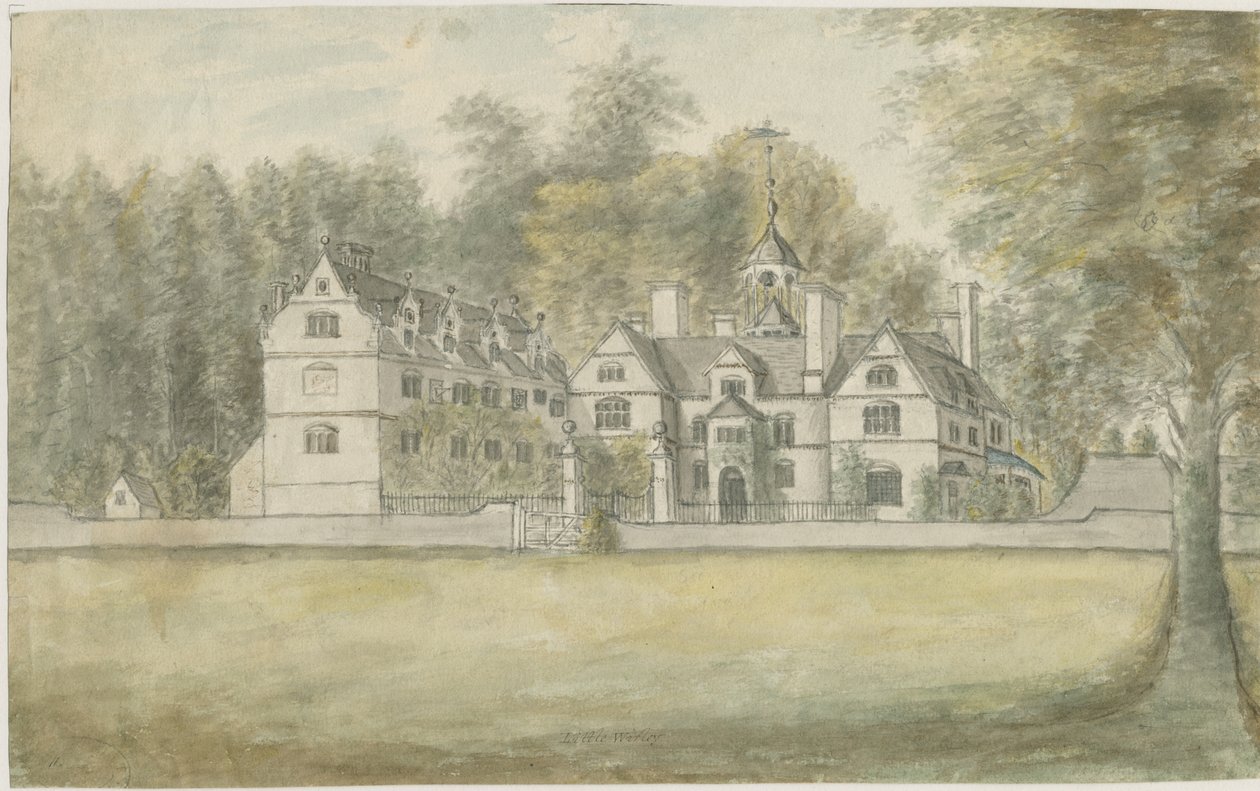 Norton Canes - Little Wyrley Hall: pintura en acuarela, s.f. [1762-1802] de Stebbing Shaw