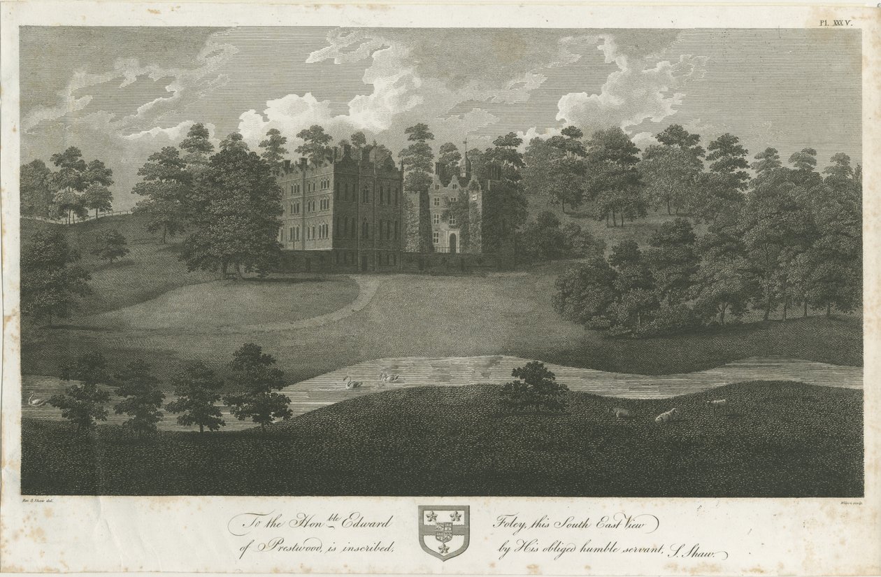Prestwood Hall: grabado, nd [1762-1802] de Stebbing Shaw