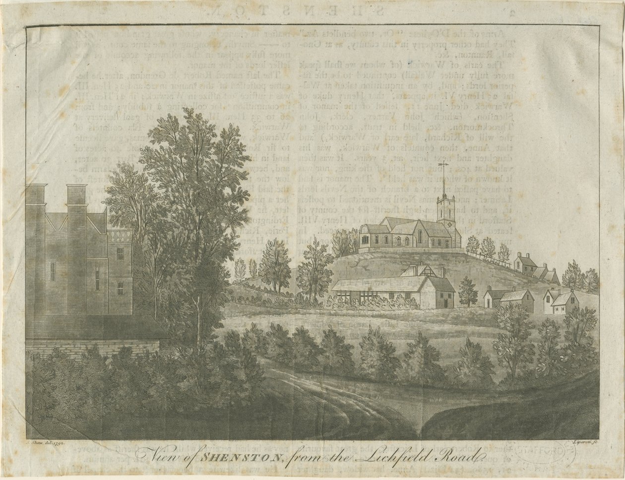 Iglesia y pueblo de Shenstone de Stebbing Shaw