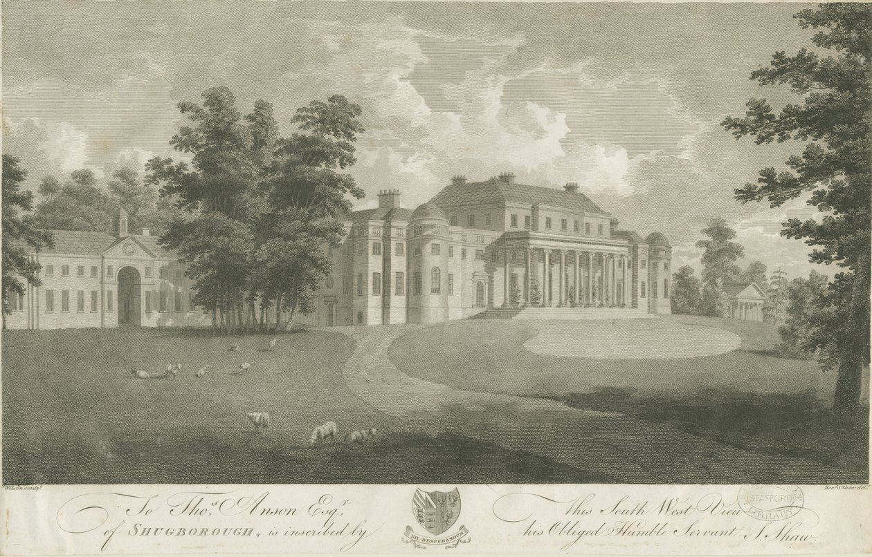 Salón Shugborough: grabado de Stebbing Shaw