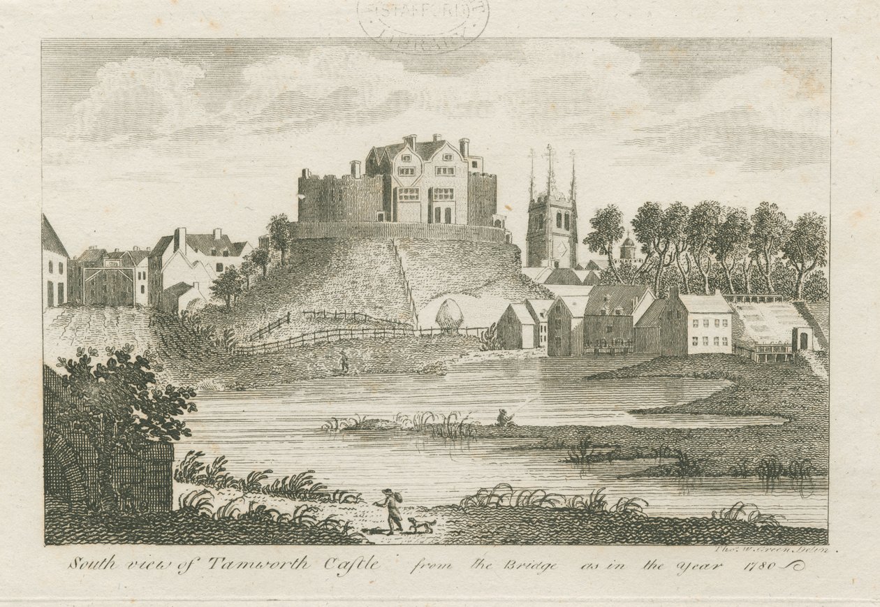 Castillo de Tamworth: grabado de Stebbing Shaw