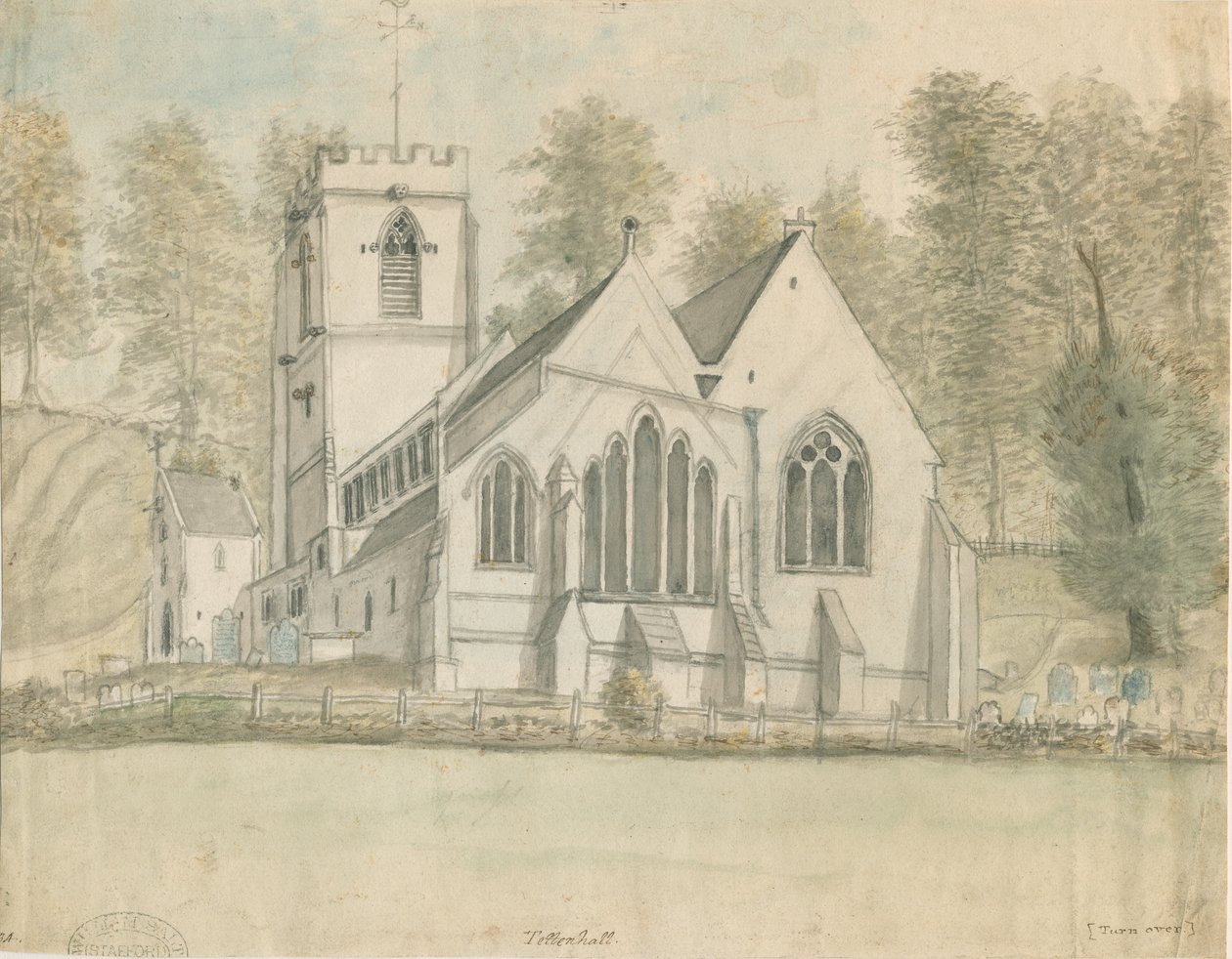 Iglesia de Tettenhall: pintura en acuarela, nd [c. 1794] de Stebbing Shaw
