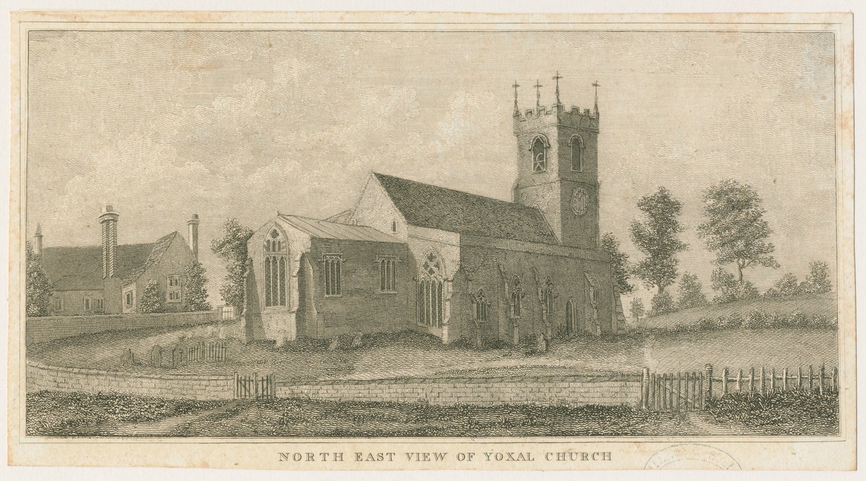 Iglesia de Yoxall: grabado, nd [c 1798] de Stebbing Shaw