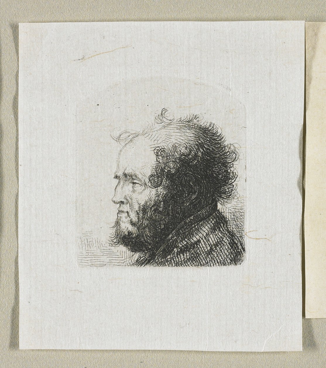 Cabeza de hombre barbudo de perfil mirando a la izquierda de Stefan Juliusz Norblin de la Gourdaine