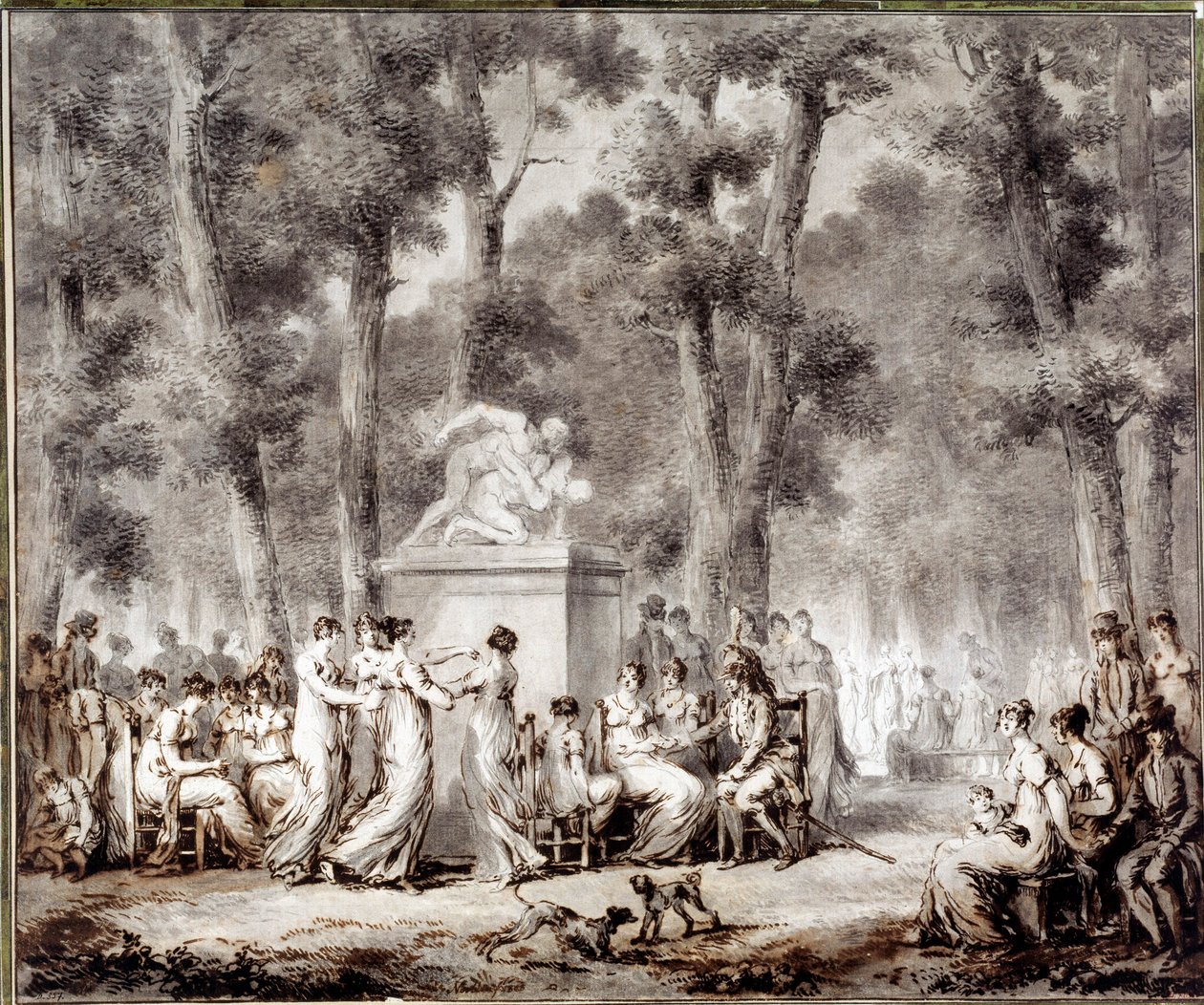 Vista de la terraza de las Tullerías en 1807 Salida mundial al parque. Dibujo de Jean Pierre Norblin De La Gourdaine (1745-1830) de Stefan Juliusz Norblin de la Gourdaine
