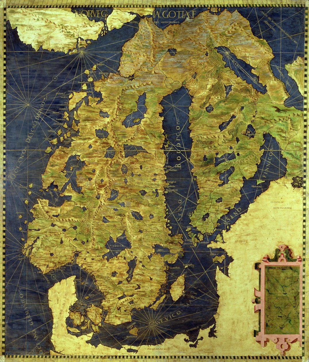 Mapa de Escandinavia del siglo XVI, de la 