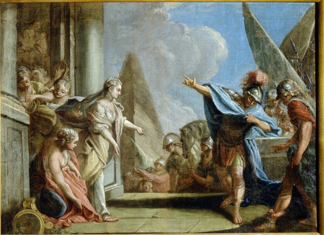 Alegoría de la Conquista de Chersonese Taurica (Península de Crimea) (Alegoría de la Conquista de Taurida). Pintura de Stefano Torelli (1712-1784), óleo sobre lienzo, hacia 1785. Arte italiano de Stefano Torelli