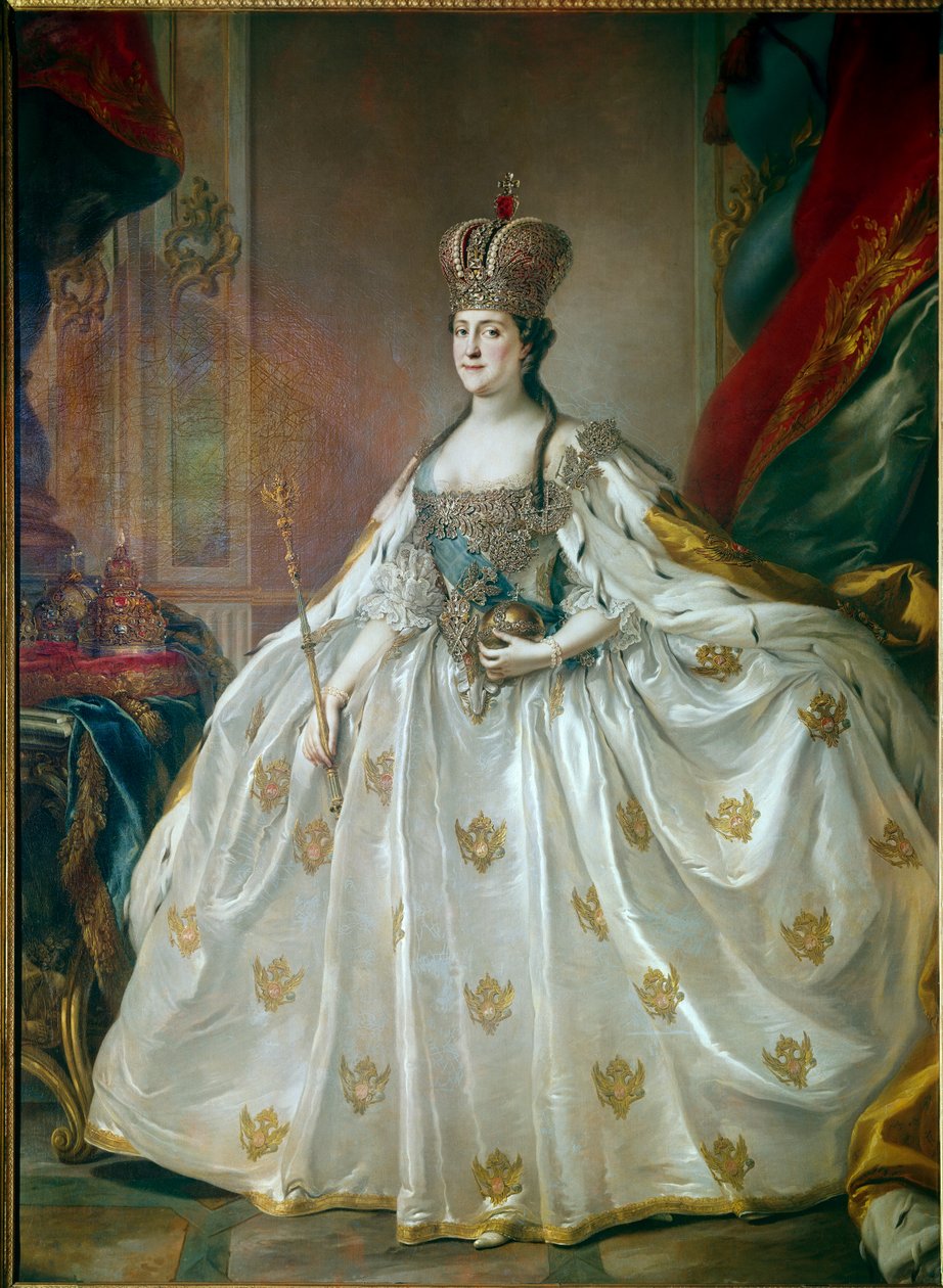 Retrato de la emperatriz rusa Catalina II la Grande en su vestido de coronación de Stefano Torelli