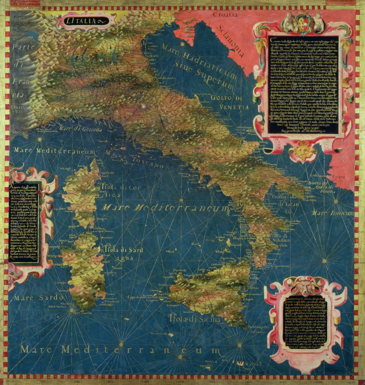 Mapa de la Italia del siglo XVI, de la 