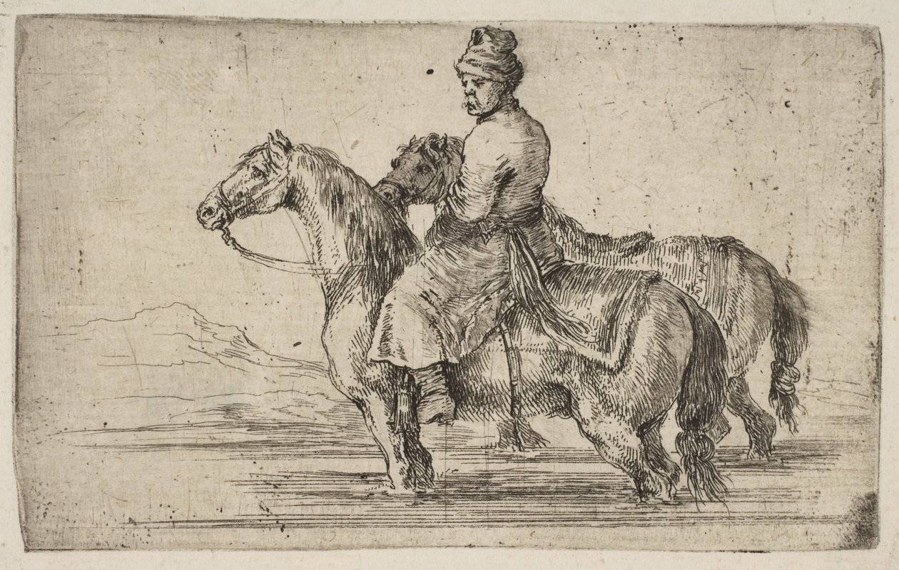 Un Mozo Polaco Bañando Caballos, ca. 1662 de Stefano della Bella