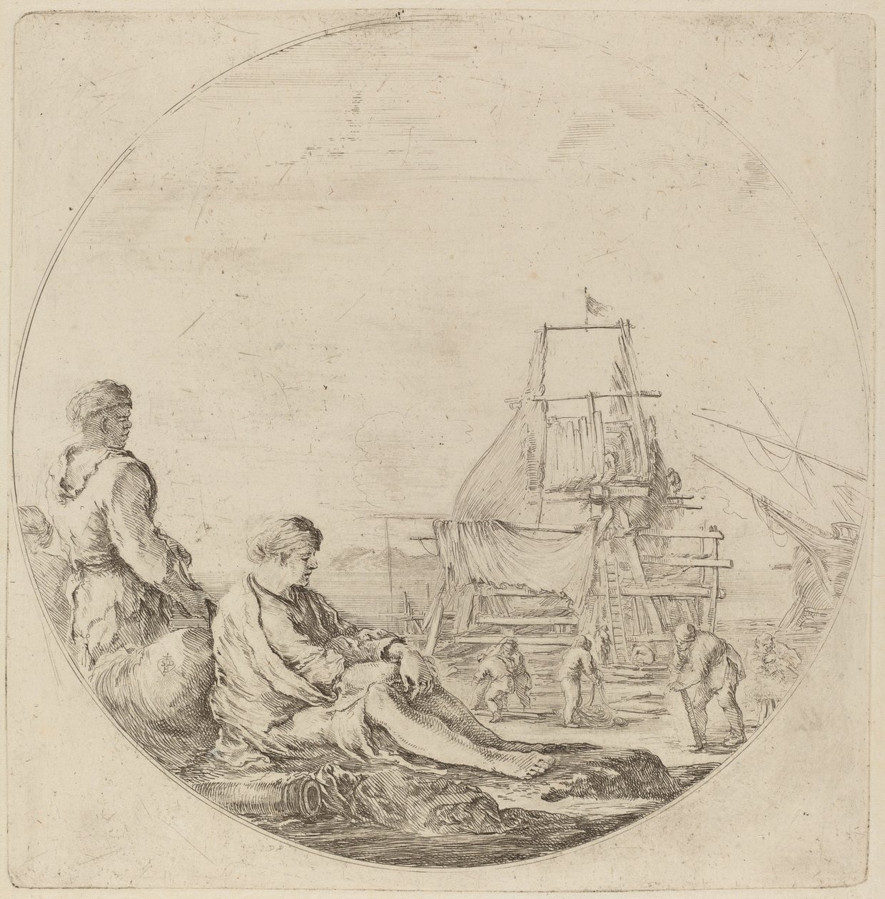 Marinero blanco sentado y marinero negro de pie de Stefano della Bella