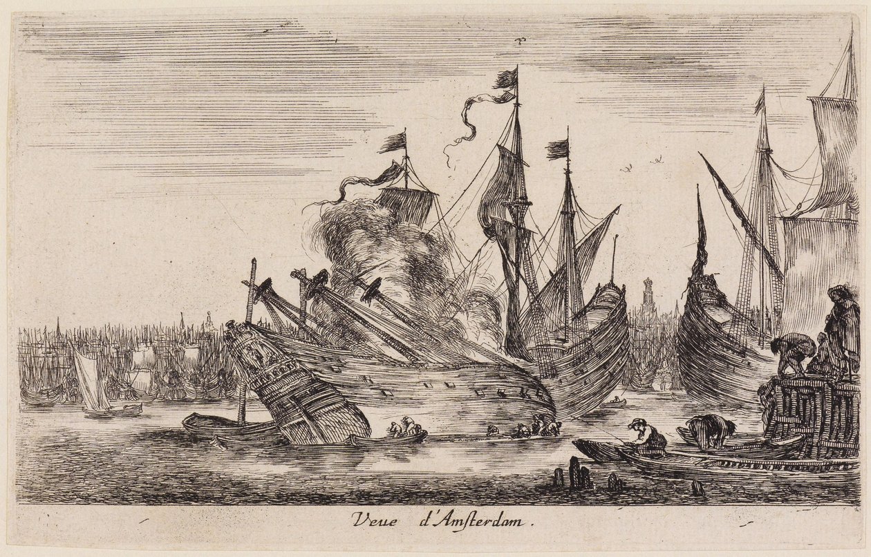 Vistas de puertos marítimos (Vues de ports de mer): Vista de Ámsterdam de Stefano della Bella