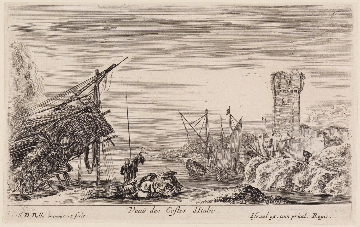 Vistas de puertos marítimos (Vues de ports de mer): Vista de las costas italianas de Stefano della Bella