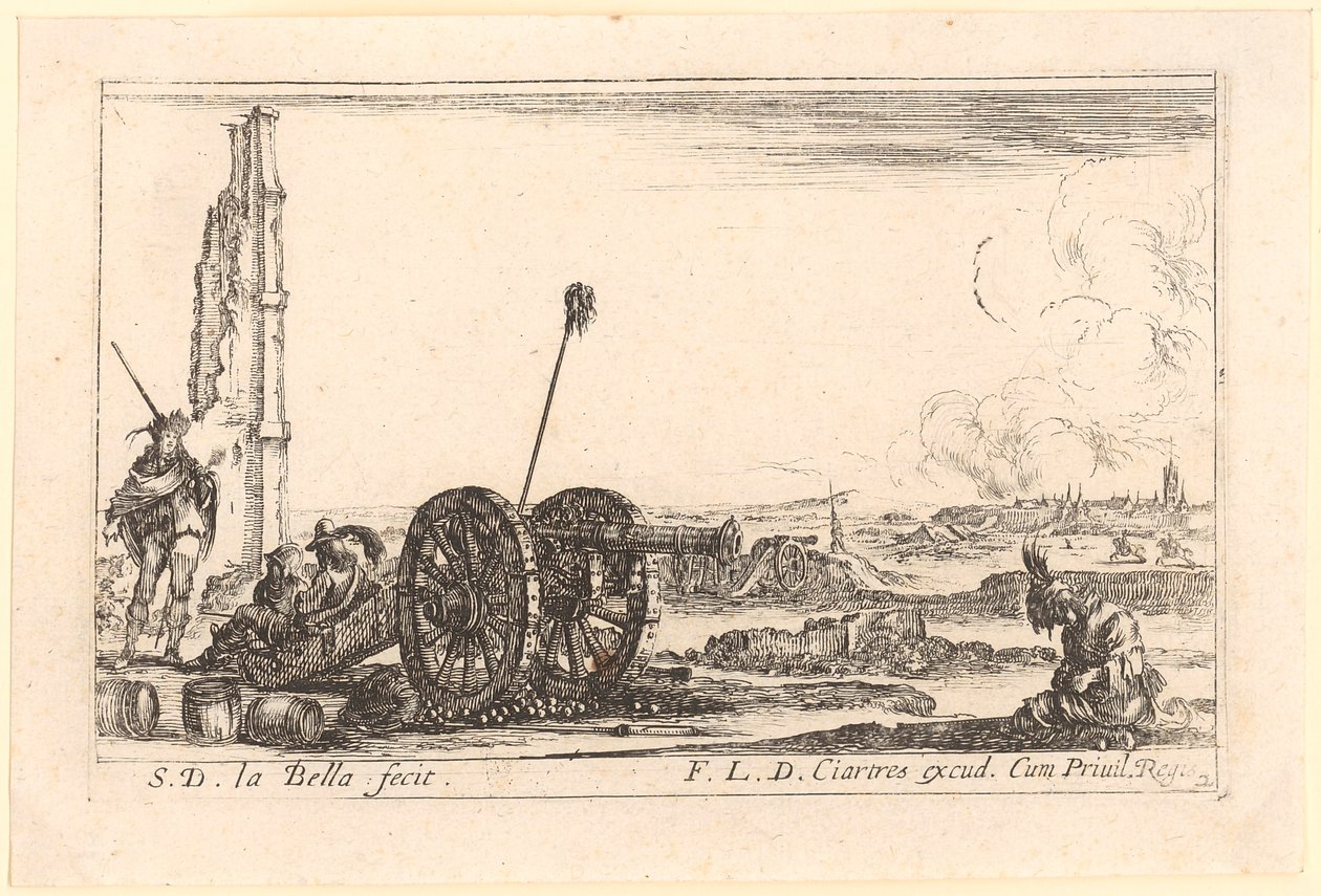 Posición de artillería, lámina 2 de la serie «Caprichos militares diversos» de Stefano della Bella