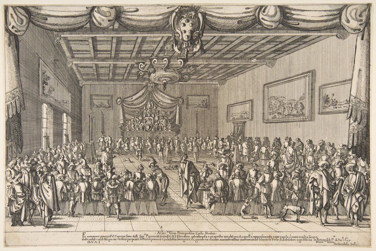 Banquete de los Piacevoli, 1627 de Stefano della Bella