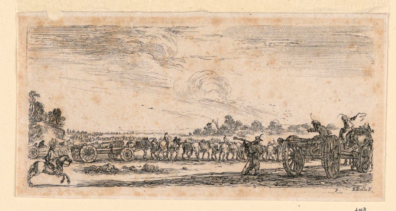 Escena de batalla, de "Desseins de Queleques Conduites de Troupes, Canons, et Ataques de Villes" de Stefano della Bella