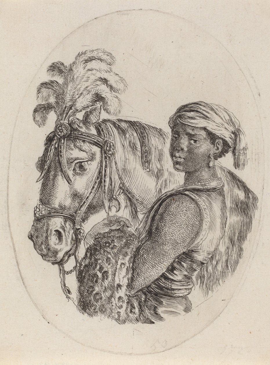 Mozo negro con un caballo árabe, 1649-1650 de Stefano della Bella