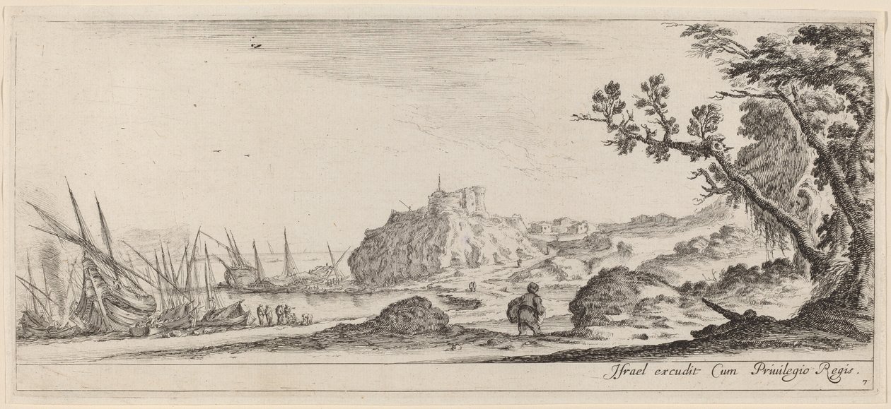 Barcos en la orilla del mar de Stefano della Bella